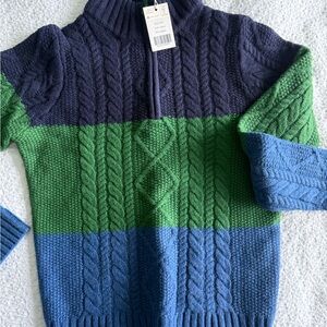 Boden Kids Navy, Green, and Blue Cable Knit Sweater